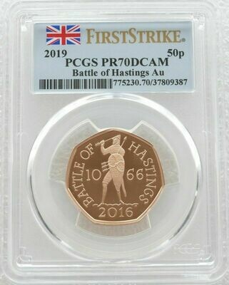 2019 Battle of Hastings 50p Gold Proof Coin PCGS PR70 DCAM First Strike