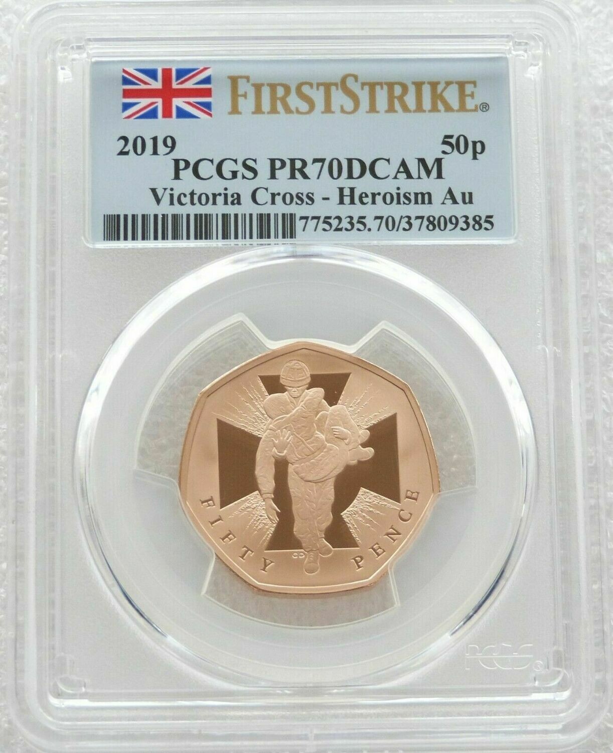 2019 Victoria Cross Heroic Acts 50p Gold Proof Coin PCGS PR70 DCAM First Strike