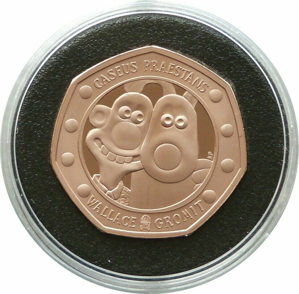2019 Wallace and Gromit 50p Gold Proof Coin Box Coa