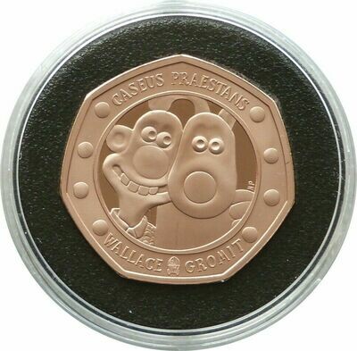 2019 Wallace and Gromit 50p Gold Proof Coin Box Coa