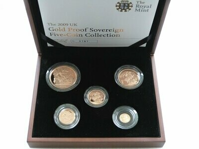 2009 Sovereign Gold Proof 5 Coin Set Box Coa