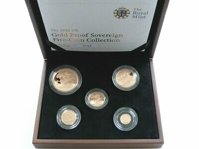2010 Sovereign Gold Proof 5 Coin Set Box Coa