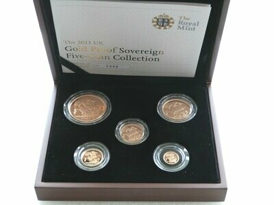 2011 Sovereign Gold Proof 5 Coin Set Box Coa