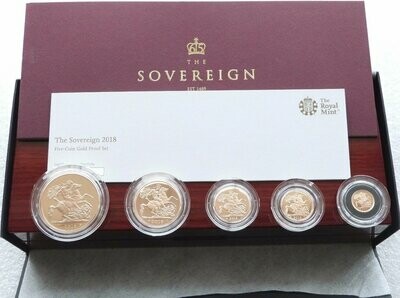 2018 Sapphire Coronation Sovereign Gold Proof 5 Coin Set Box Coa