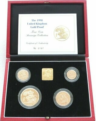 1998 Sovereign Gold Proof 4 Coin Set Box Coa