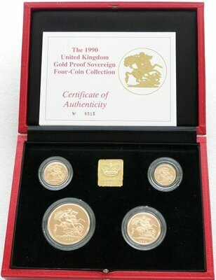 1990 Sovereign Gold Proof 4 Coin Set Box Coa