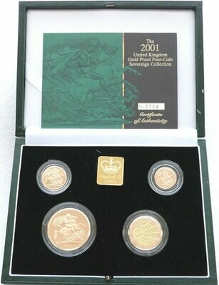 2001 Sovereign Gold Proof 4 Coin Set Box Coa