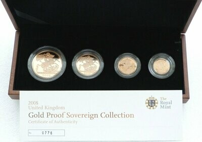 2008 Sovereign Gold Proof 4 Coin Set Box Coa