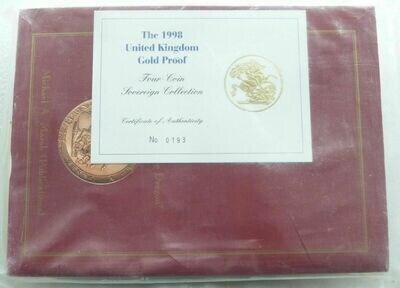 1998 Sovereign Gold Proof 4 Coin Set Box Coa with Book Sealed