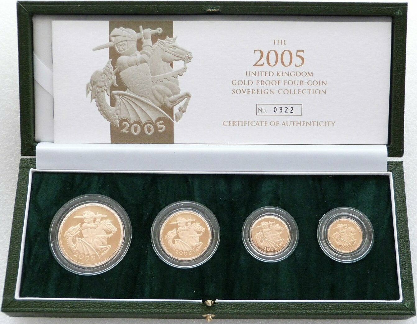 2005 Sovereign Gold Proof 4 Coin Set Box Coa - Timothy Noad
