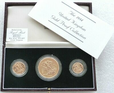 1984 Sovereign Gold Proof 3 Coin Set Box Coa