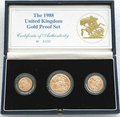 1988 Sovereign Gold Proof 3 Coin Set Box Coa