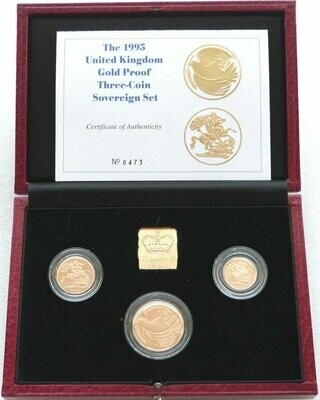 1995 Sovereign Gold Proof 3 Coin Set Box Coa