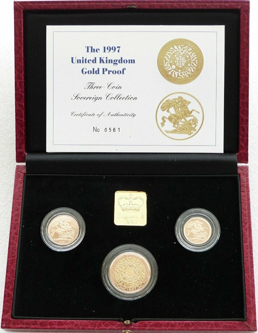 1997 Sovereign Gold Proof 3 Coin Set Box Coa
