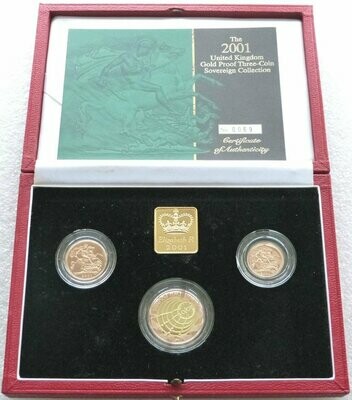 2001 Sovereign Gold Proof 3 Coin Set Box Coa