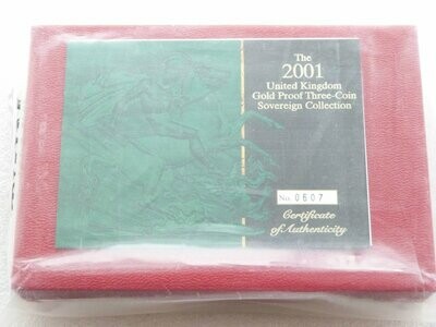 2001 Sovereign Gold Proof 3 Coin Set Box Coa Sealed