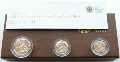 2011 Premium Sovereign Gold Proof 3 Coin Set Box Coa