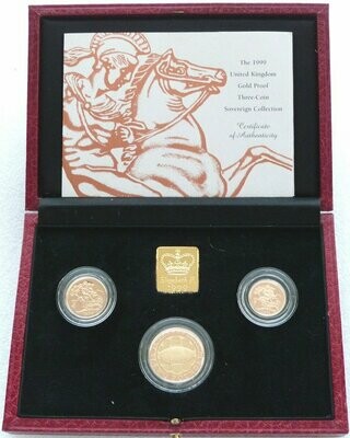 1999 Sovereign Gold Proof 3 Coin Set Box Coa