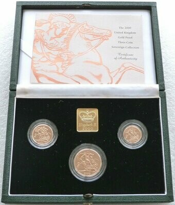 2000 Sovereign Gold Proof 3 Coin Set Box Coa
