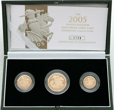 2005 Sovereign Gold Proof 3 Coin Set Box Coa - Timothy Noad