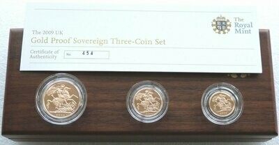 2009 Sovereign Gold Proof 3 Coin Set Box Coa