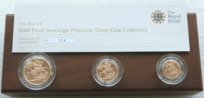 2010 Premium Sovereign Gold Proof 3 Coin Set Box Coa