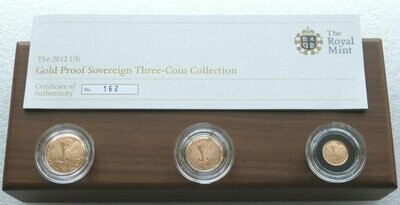 2012 Diamond Jubilee Sovereign Gold Proof 3 Coin Set Box Coa - Mintage 700