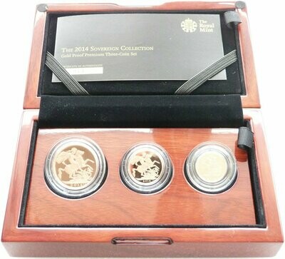 2014 Premium Sovereign Gold Proof 3 Coin Set Box Coa