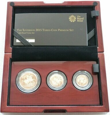 2015 Premium Sovereign Gold Proof 3 Coin Set Box Coa - Fourth Portrait