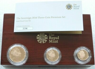 2016 Queens 90th Birthday Sovereign Premium Sovereign Gold Proof 3 Coin Set Box Coa - James Butler