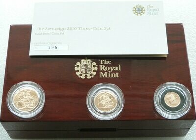 2016 Queens 90th Birthday Sovereign Gold Proof 3 Coin Set Box Coa - James Butler