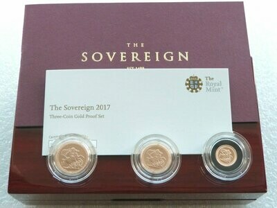 2017 Pistrucci Sovereign Gold Proof 3 Coin Set Box Coa