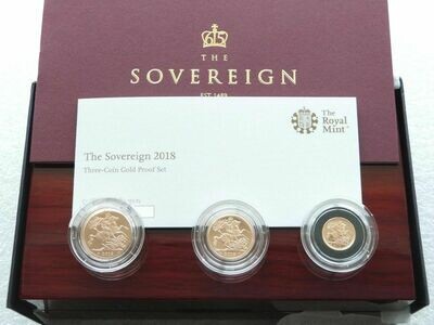 2018 Sapphire Coronation Sovereign Gold Proof 3 Coin Set Box Coa