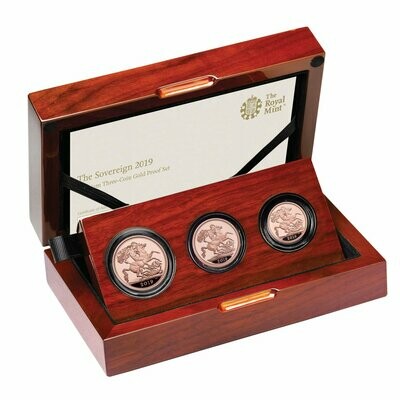 2019 Premium Sovereign Gold Proof 3 Coin Set Box Coa