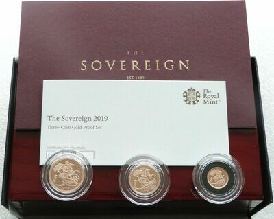 2019 Sovereign Gold Proof 3 Coin Set Box Coa