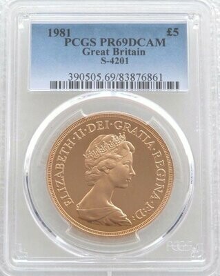 1981 St George and the Dragon £5 Sovereign Gold Proof Coin PCGS PR69 DCAM