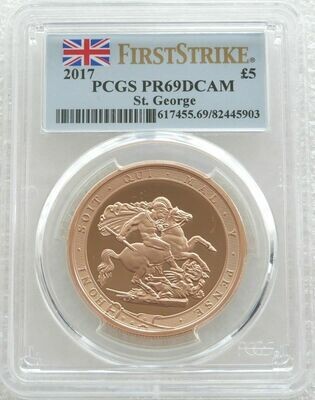 2017 Pistrucci £5 Sovereign Gold Proof Coin PCGS PR69 DCAM First Strike