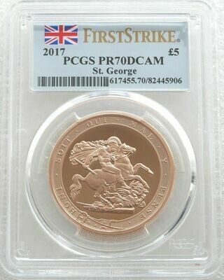 2017 Pistrucci £5 Sovereign Gold Proof Coin PCGS PR70 DCAM First Strike