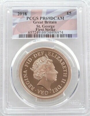 2018 Sapphire Coronation £5 Sovereign Gold Proof Coin PCGS PR69 DCAM First Strike