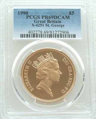 1990 St George and the Dragon £5 Sovereign Gold Proof Coin PCGS PR69 DCAM