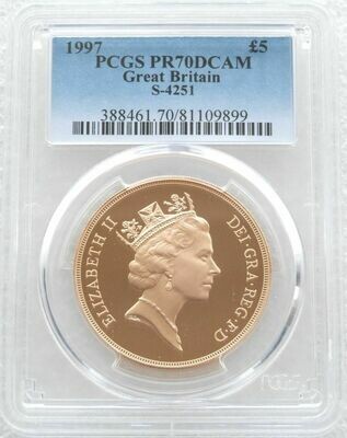 1997 St George and the Dragon £5 Sovereign Gold Proof Coin PCGS PR70 DCAM