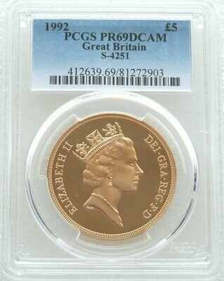 1992 St George and the Dragon £5 Sovereign Gold Proof Coin PCGS PR69 DCAM