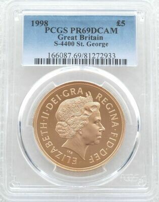 1998 St George and the Dragon £5 Sovereign Gold Proof Coin PCGS PR69 DCAM