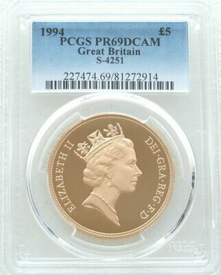 1994 St George and the Dragon £5 Sovereign Gold Proof Coin PCGS PR69 DCAM