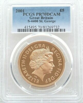 2001 St George and the Dragon £5 Sovereign Gold Proof Coin PCGS PR70 DCAM