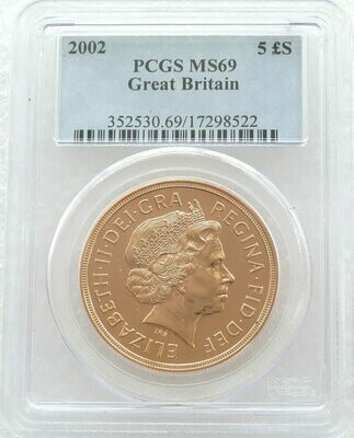2002 Golden Jubilee £5 Sovereign Gold Coin PCGS MS69