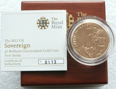 2012 Diamond Jubilee £5 Sovereign Gold Coin Box Coa