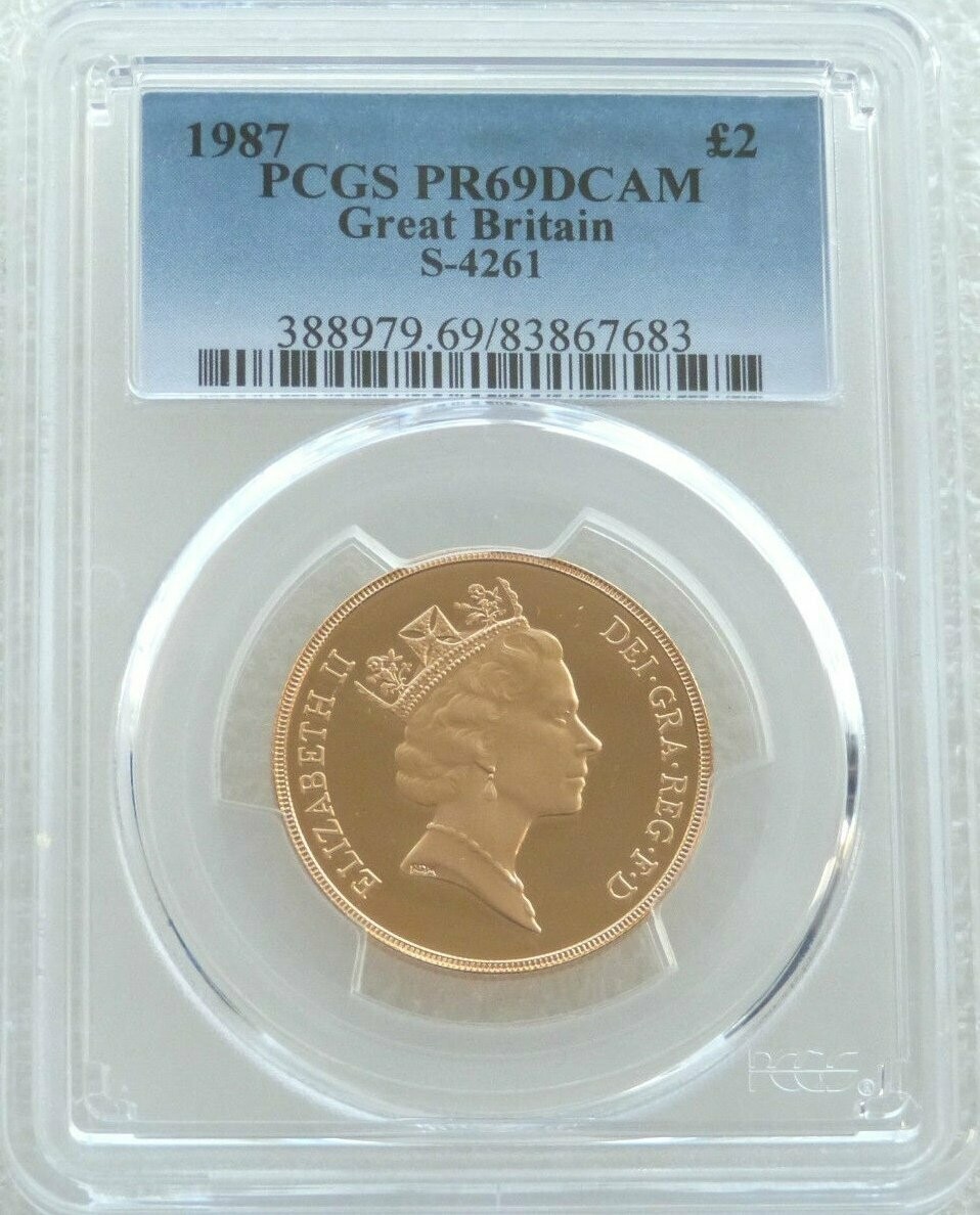 1987 St George and the Dragon £2 Double Sovereign Gold Proof Coin PCGS PR69 DCAM