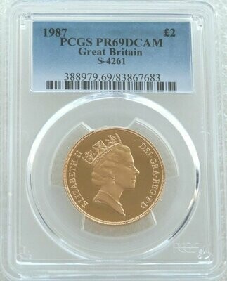 1987 St George and the Dragon £2 Double Sovereign Gold Proof Coin PCGS PR69 DCAM