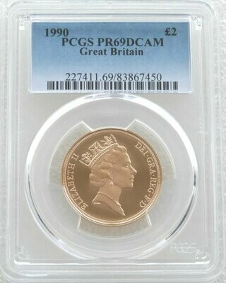 1990 St George and the Dragon £2 Double Sovereign Gold Proof Coin PCGS PR69 DCAM